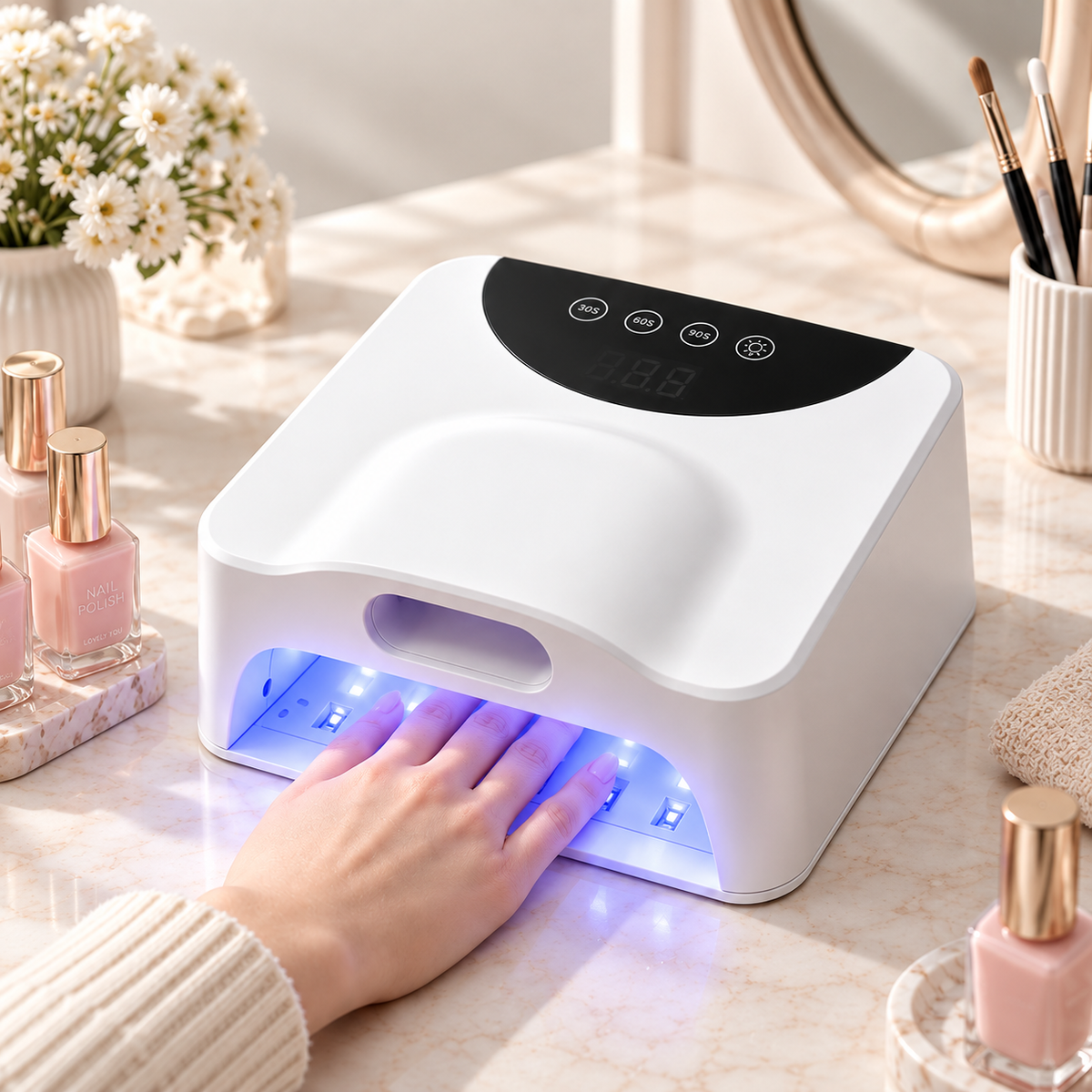 Professional High-Power UV LED Nail Lamp with Removable Base