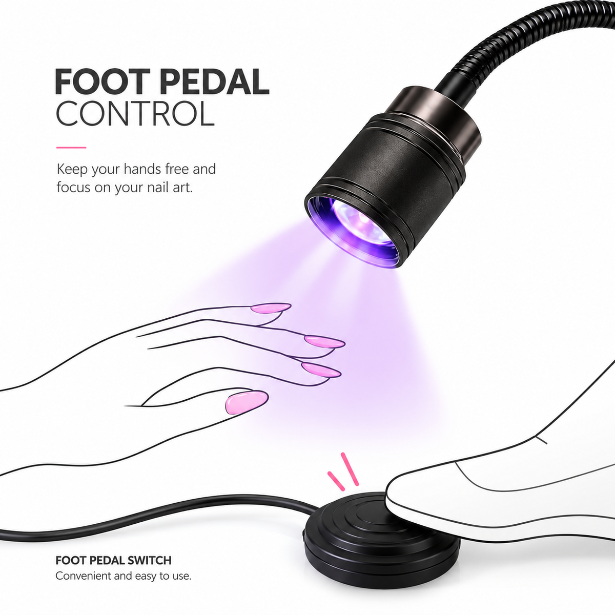 Flexible Nail Art Lamp with Foot Pedal